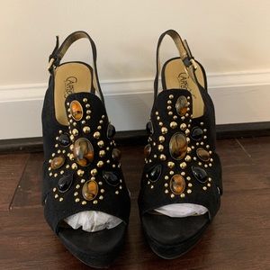 Carlos Santana Romantica Suede Jewel Heel